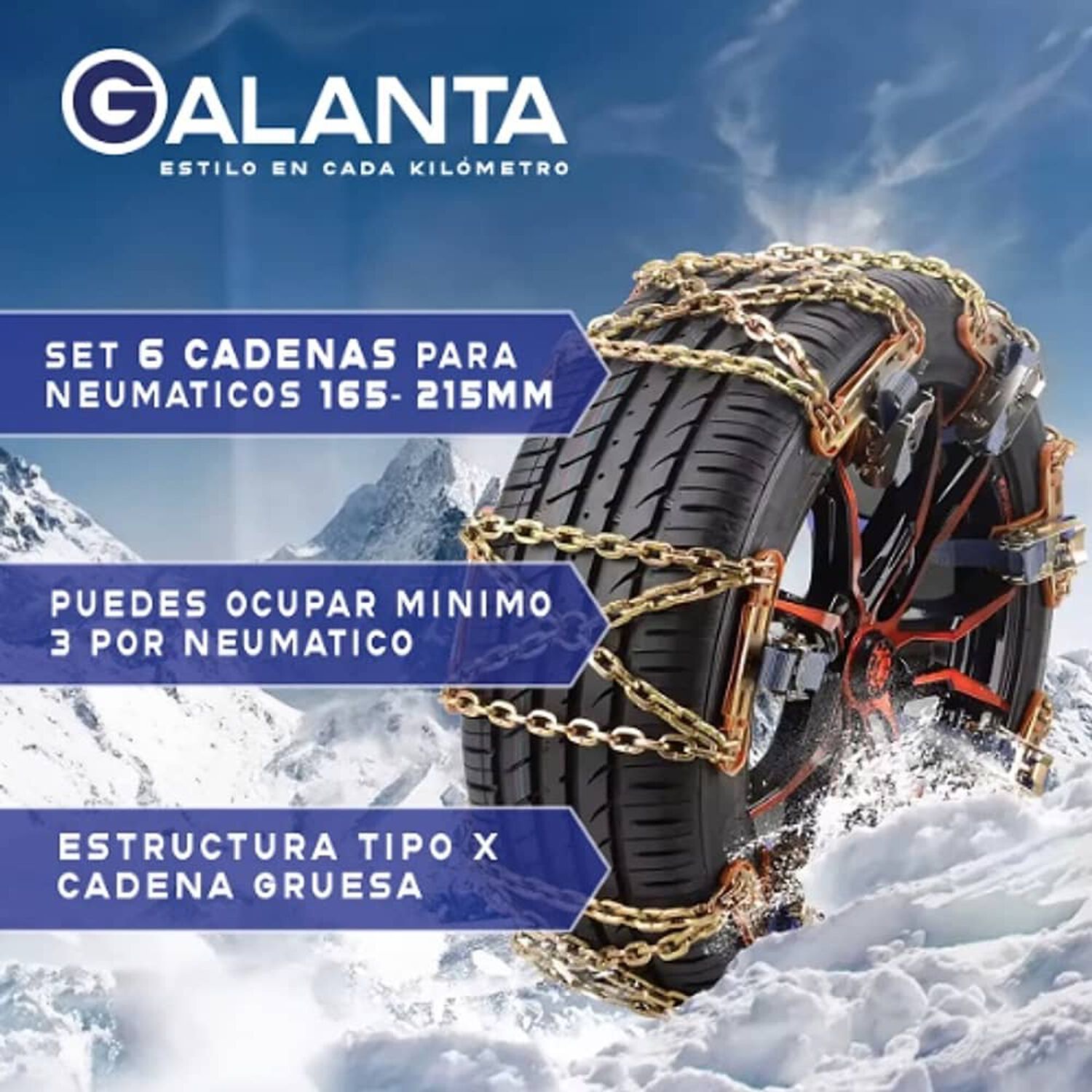 Cadenas Para Nieve Auto Camioneta Galanta Set X6 165-275mm image number 1.0