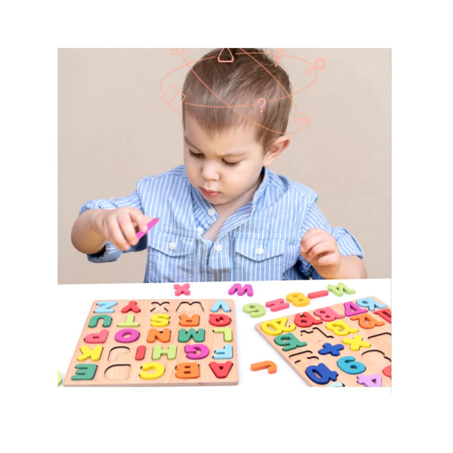 Juego Madera Letras N&uacute;meros Did&aacute;ctico Ni&ntilde;os Abecedario Encaj image number 7.0