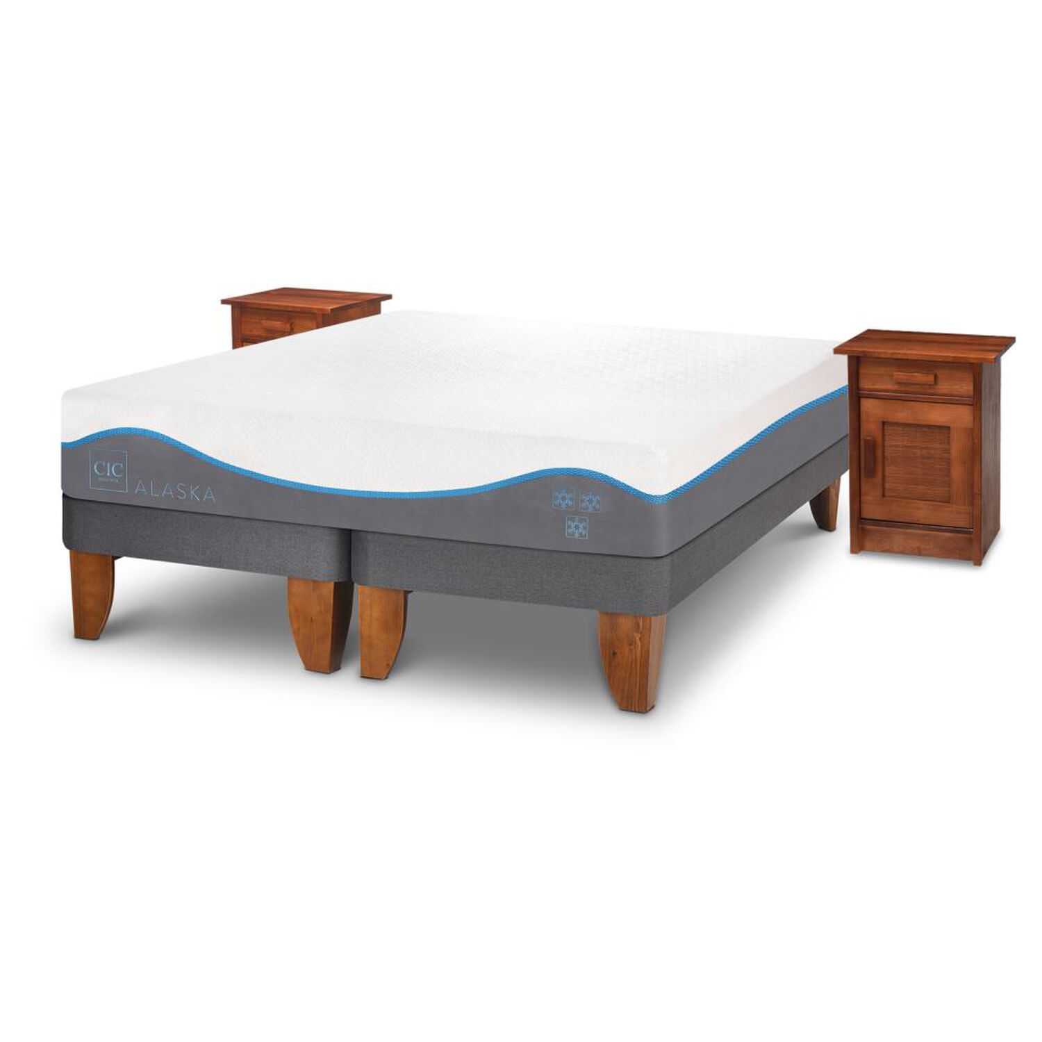 Cama Europea Cic Alaska / King / Base Dividida + Veladores image number 1.0