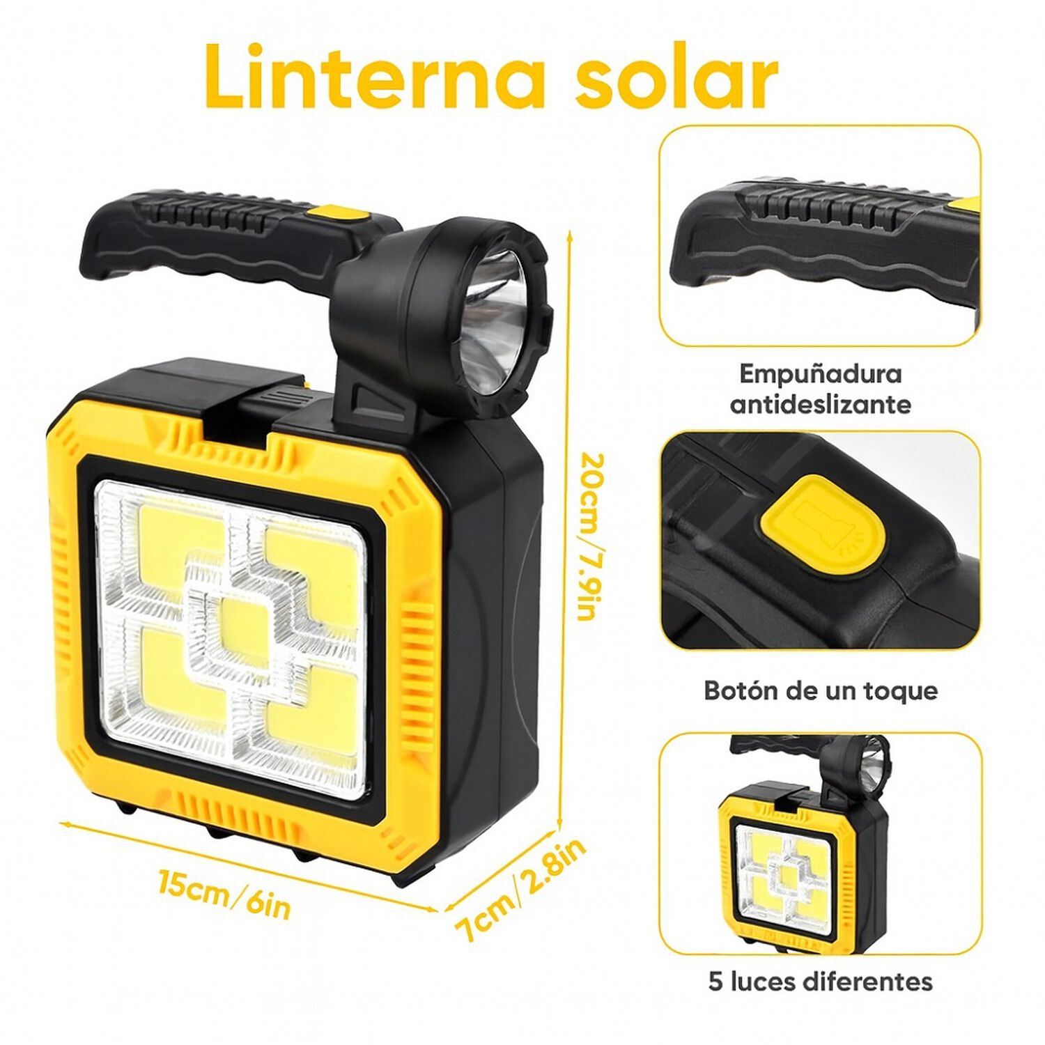 Linterna Solar Led Recargable De Camping Con Herramientas image number 5.0