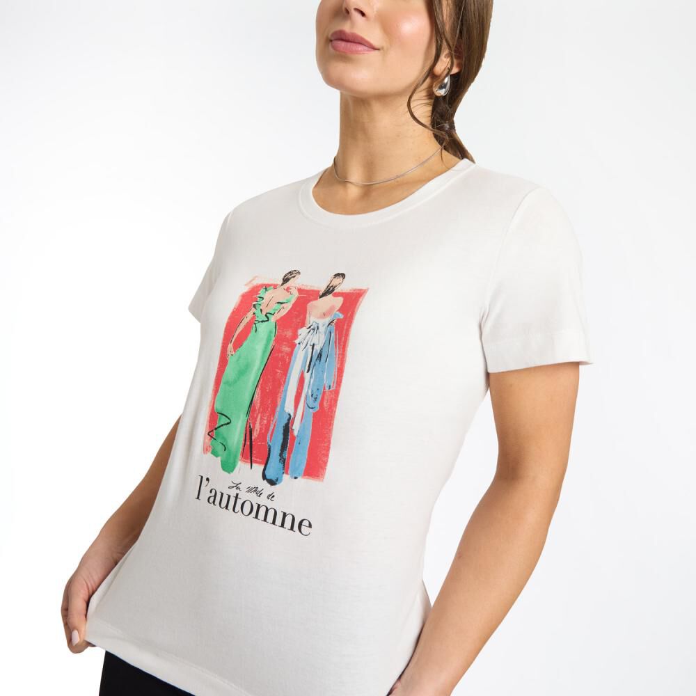 Polera Lisa Print Delantero Manga Corta Cuello Redondo Mujer Geeps image number 4.0