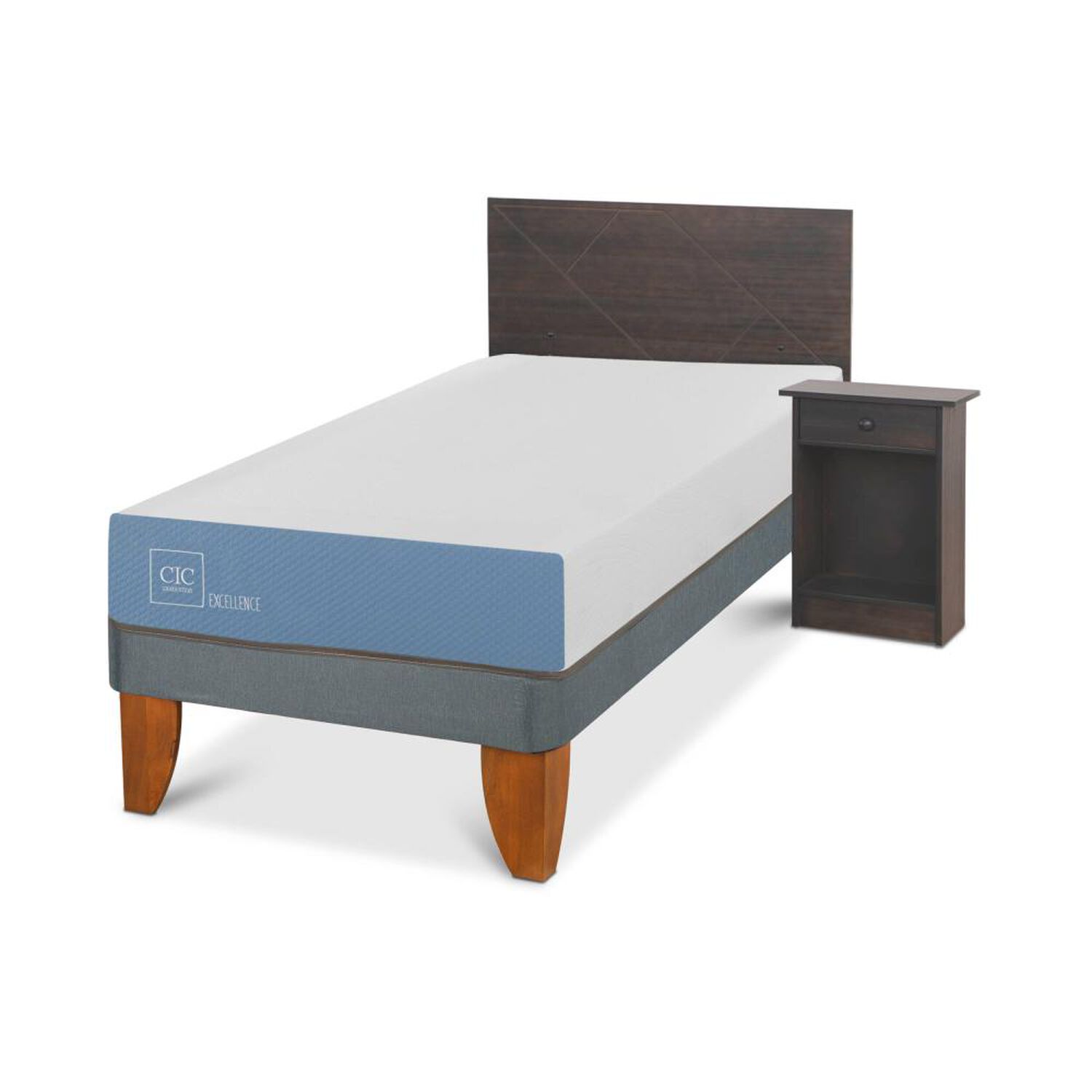 Cama Europea Cic Excellence / 1 Plaza / Base Normal + Set De Maderas image number 1.0