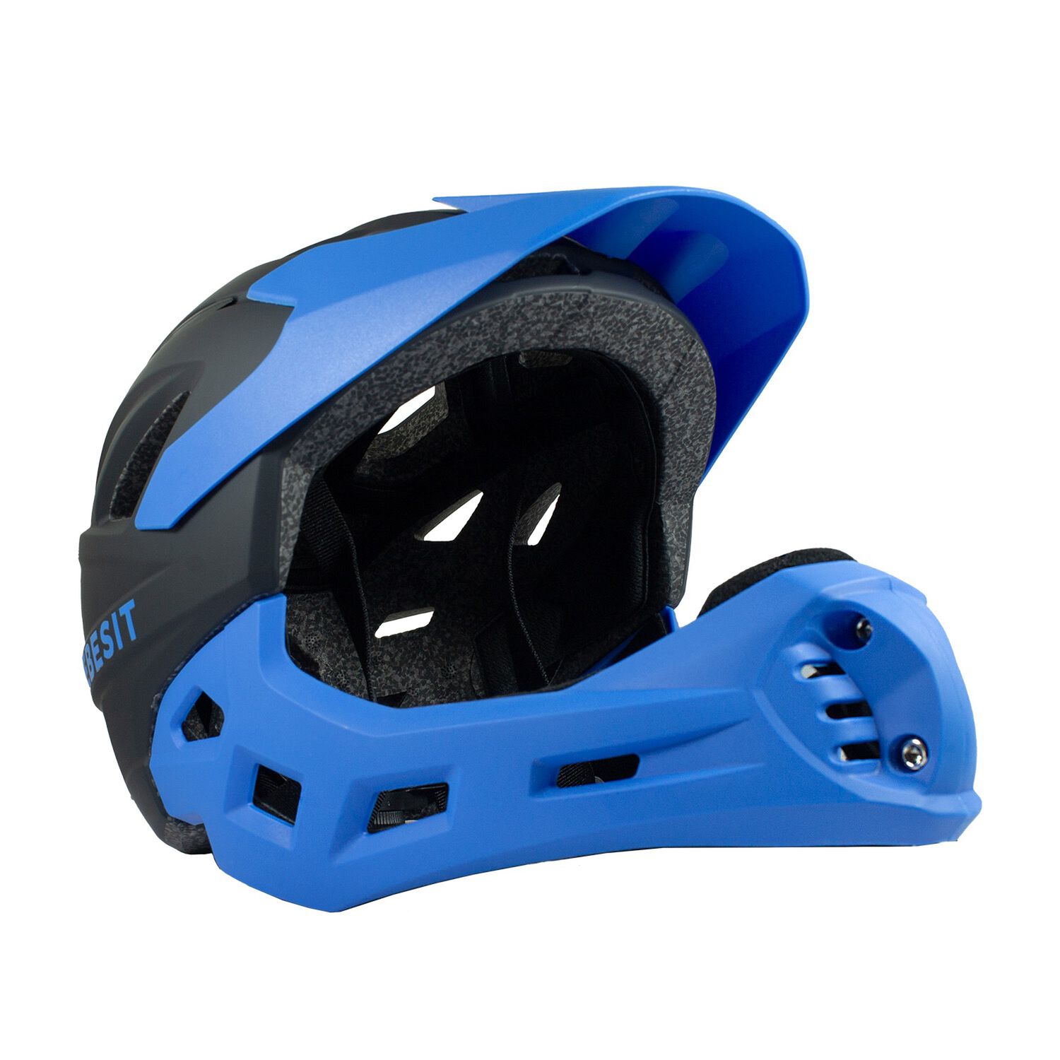 Casco Integral Bici Cross Rejilla Desmontable Negro Azul image number 0.0