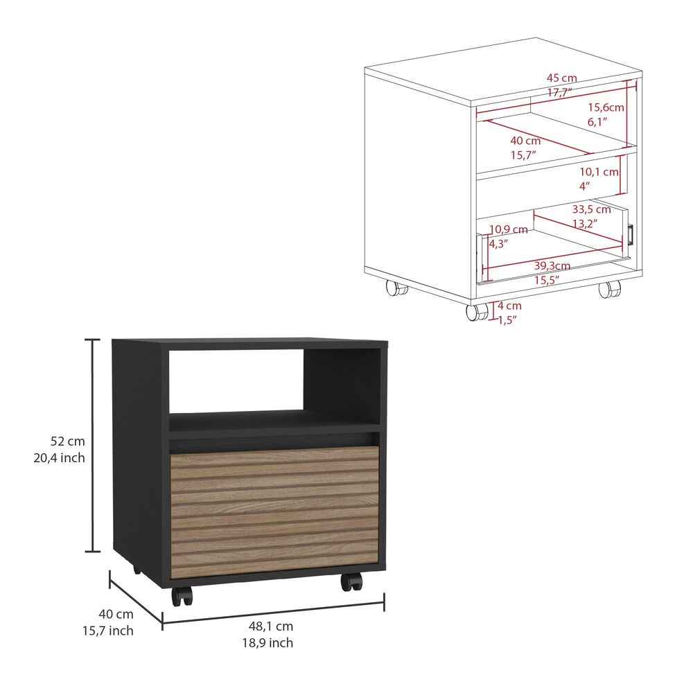 Velador Con Ruedas 1 Cajon Fm-018n - Negro image number 6.0
