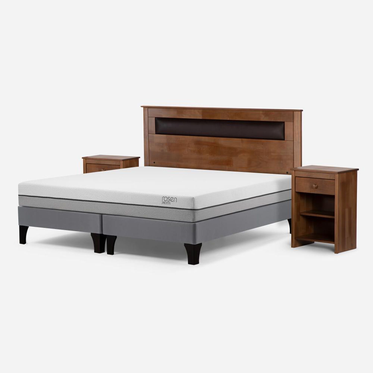 Cama Europea Rosen Pratta / 2 Plazas / Base Dividida + Set De Maderas Ferrara image number 1.0