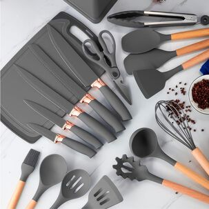 Set De 19 Utensilios De Cocina Mango De Madera