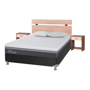 Box Spring Cic Ortopedic B5. / 2 Plazas / Base Normal + Set De Maderas + Almohada
