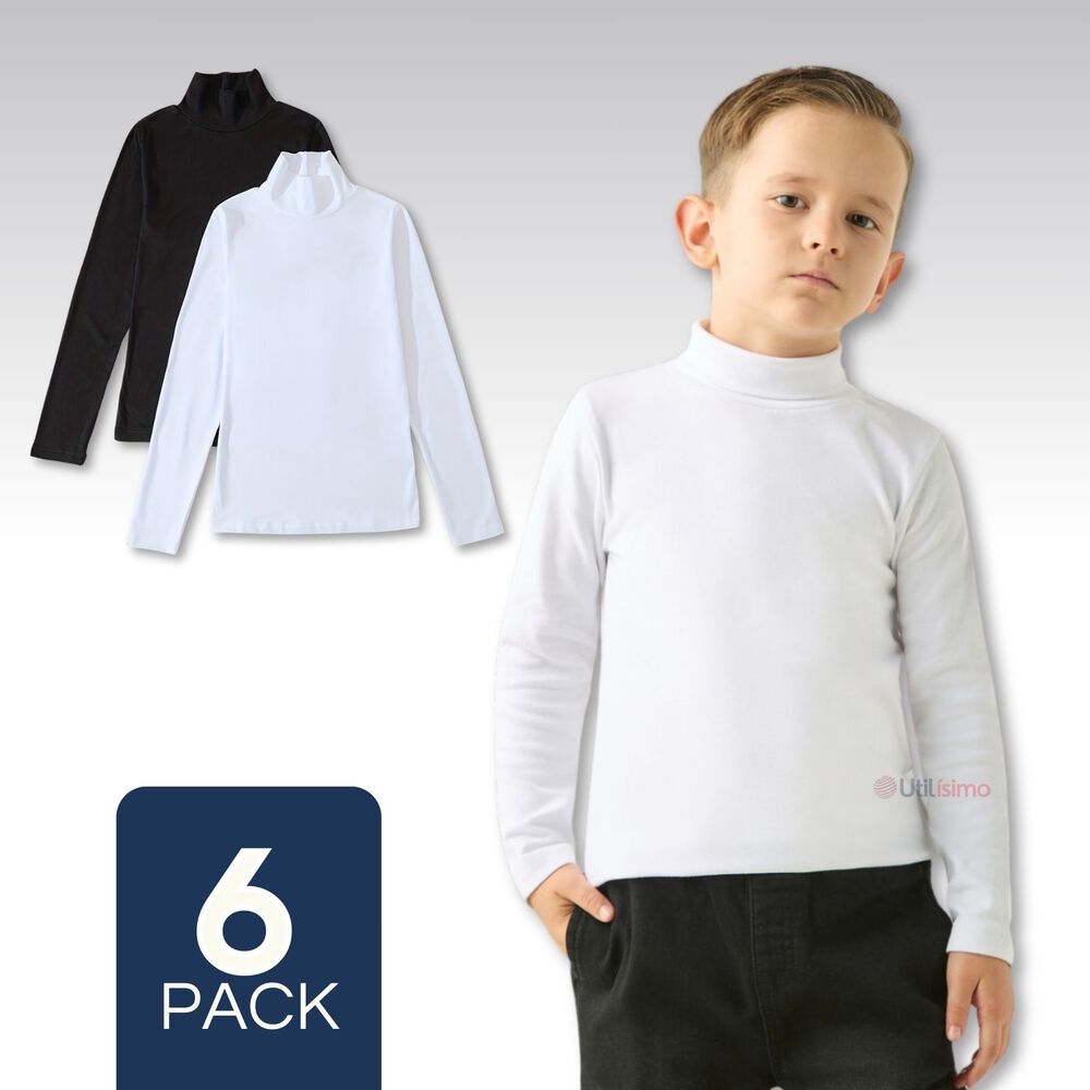 Pack 6 Camiseta Beatle Algodón Manga Larga Primera Capa Niño image number 0.0