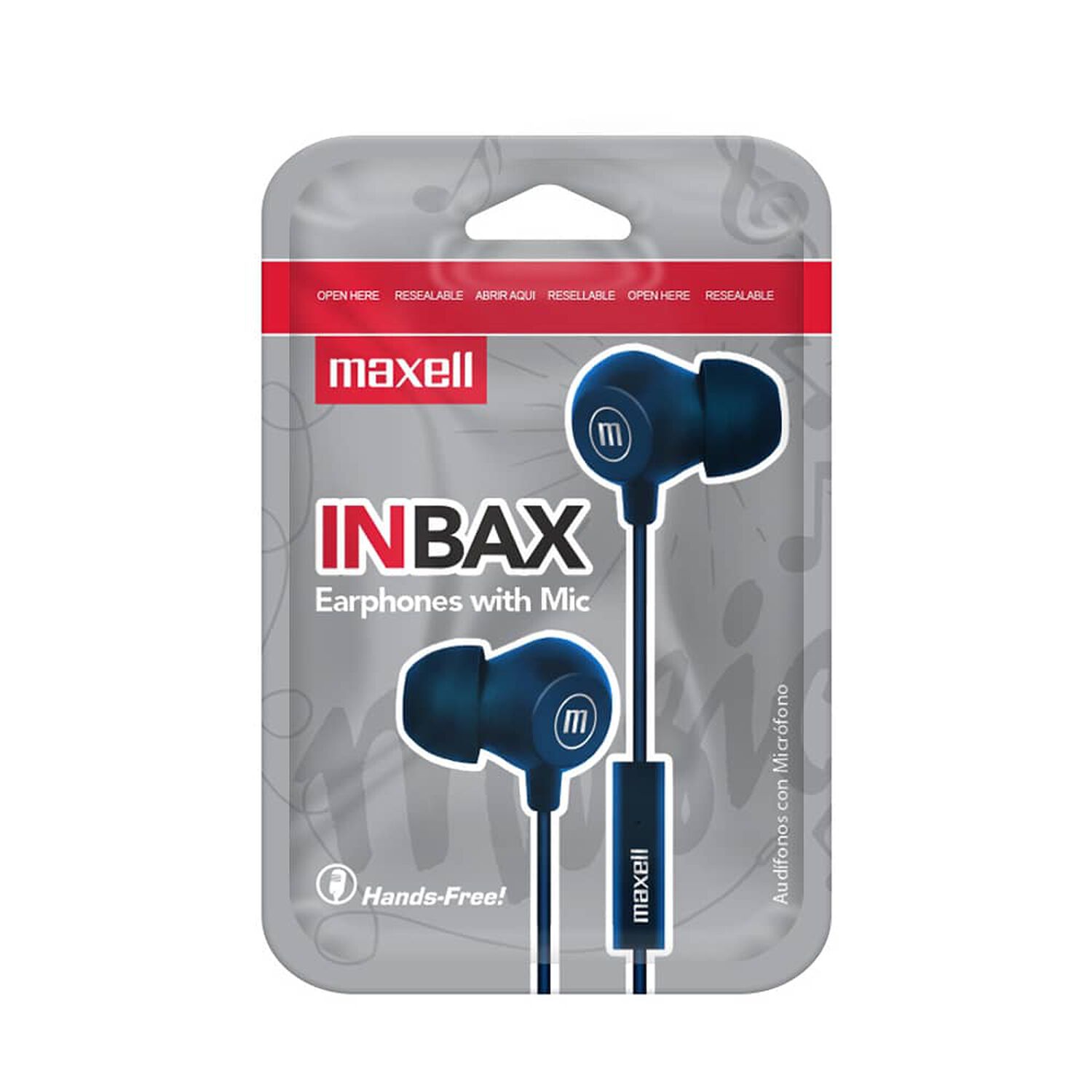 Aud&iacute;fonos Maxell In-bax Con Micr&oacute;fono In Ear 3.5mm Azul image number 1.0