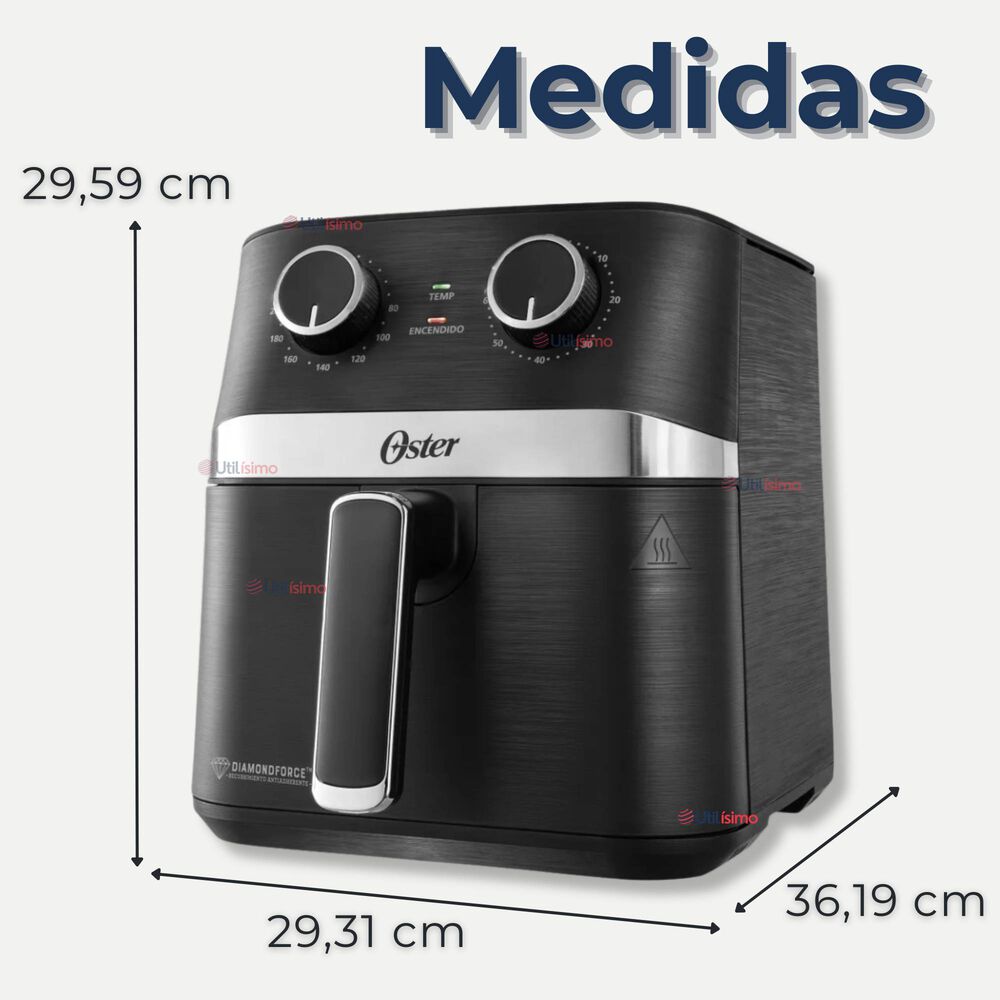 Oster Freidora De Aire Manual, Recubrimiento Oster Diamondforce, 4l De Capacidad, Con Controles De Tiempo Y Temperatura, Ckstaf401mdf + 300 Forros De image number 2.0