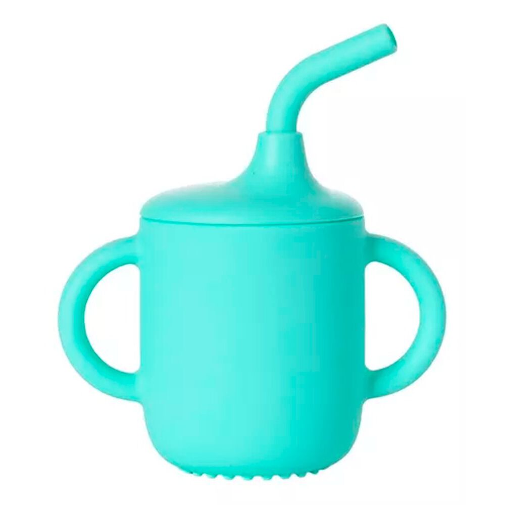Vaso De Silicona Con Bombilla Para Beb&eacute;s Celeste image number 0.0