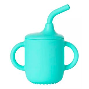 Vaso De Silicona Con Bombilla Para Beb&eacute;s Celeste