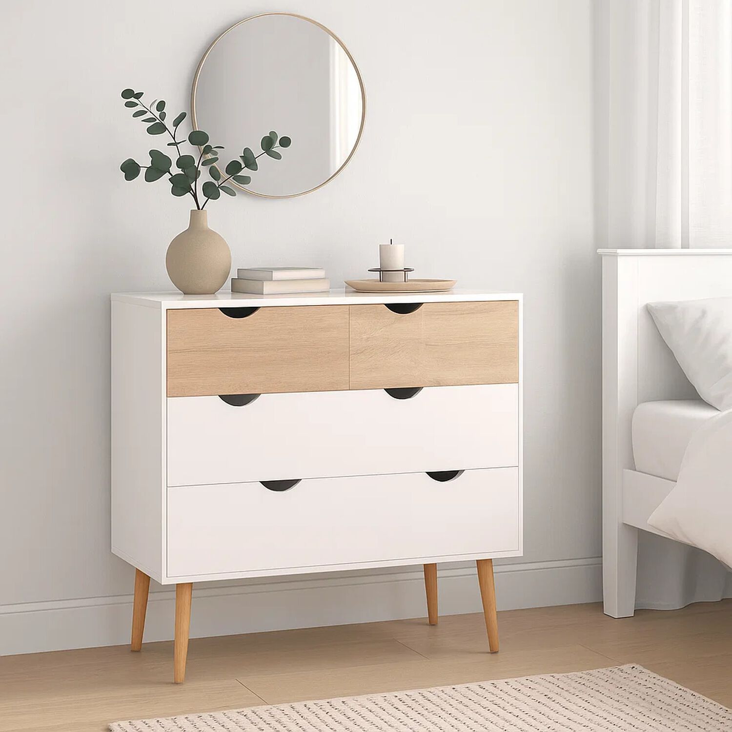 C&oacute;moda 4 Cajones Blanca Madera Mdf image number 3.0