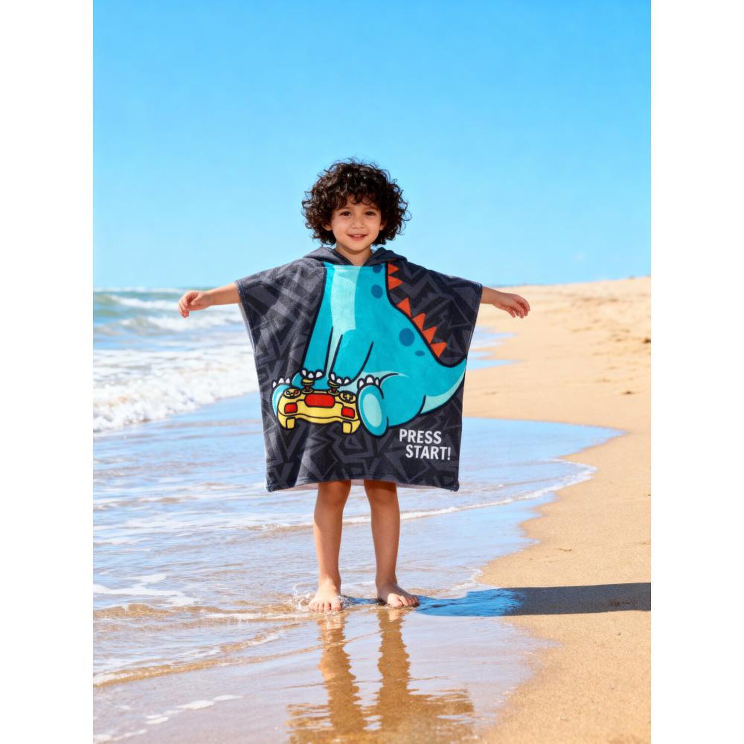 Toalla Playa Capucha Casaideal Kids Press / 60 X 120 Cm image number 0.0