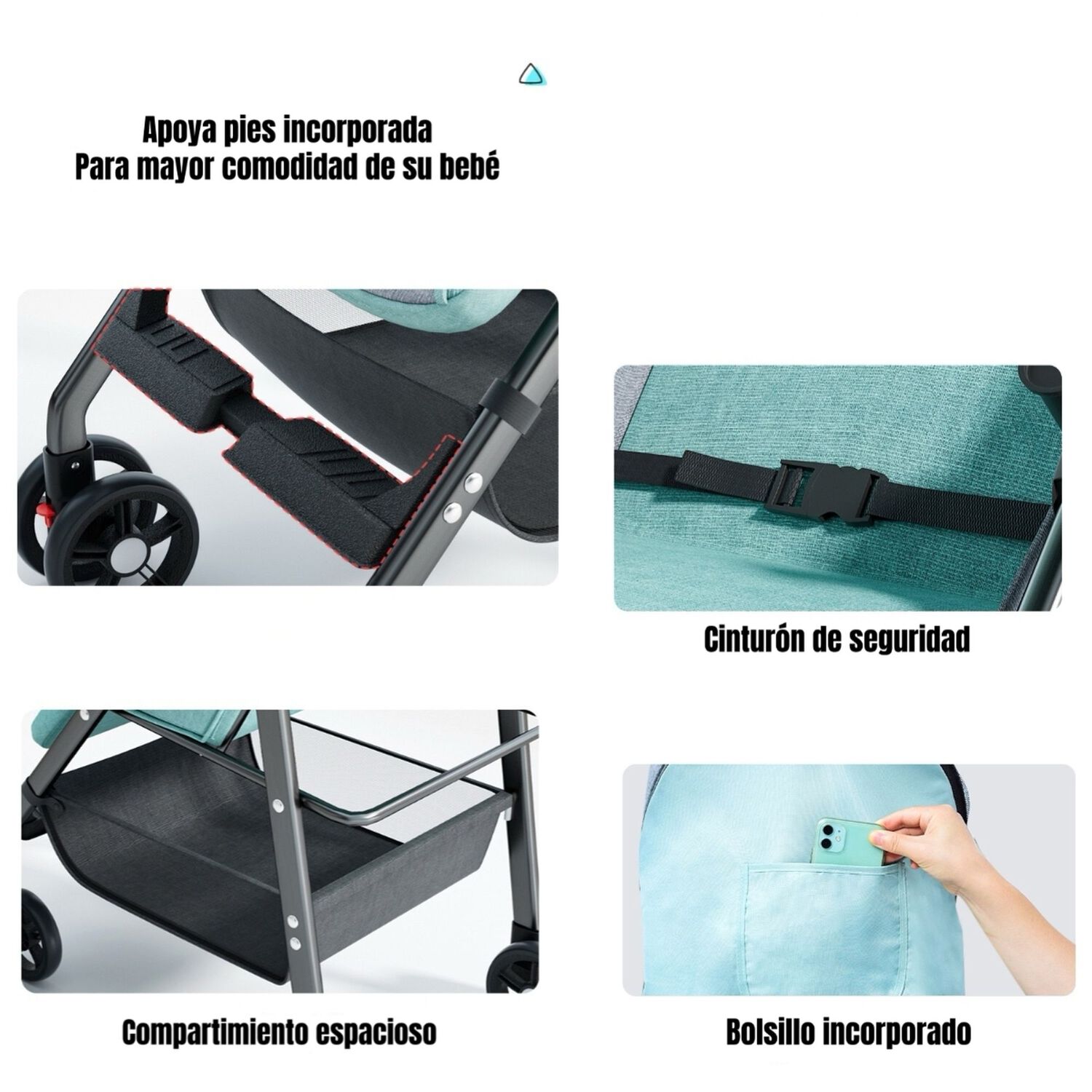 Coche De Paseo Reclinable Liviano Smart Rosado Lubabycas image number 4.0