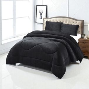 Plumon De Invierno Plush Liso Con Chiporro De 1.5 Plazas + 1 Funda Para Almohada Cip1.5p-15