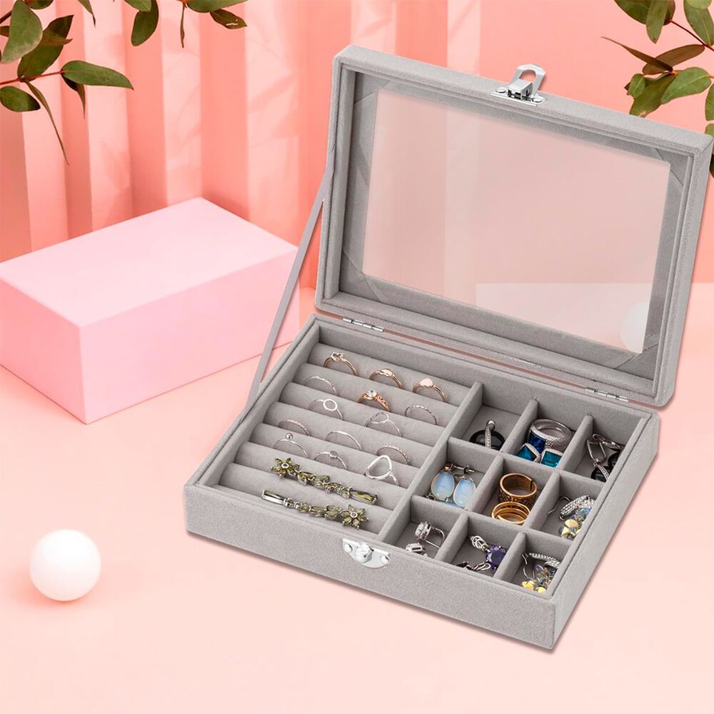 Caja Organizador De Joyería Portátil Gris image number 6.0