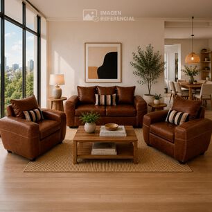 Juego De Living Elegant Detail Houston Pu / 4 Cuerpos