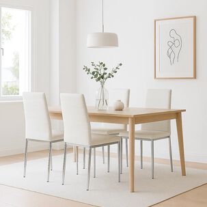 Pack De 4 Sillas Acolchadas Dining Liana Con Patas Cromadas - Blancas