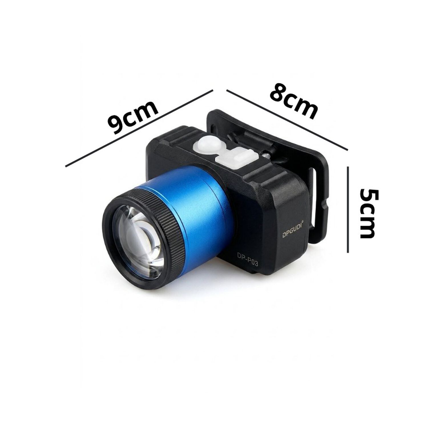 Linterna Frontal Led Dpgudi Dp-p03 Recargable Zoom Negra Con Azul image number 4.0