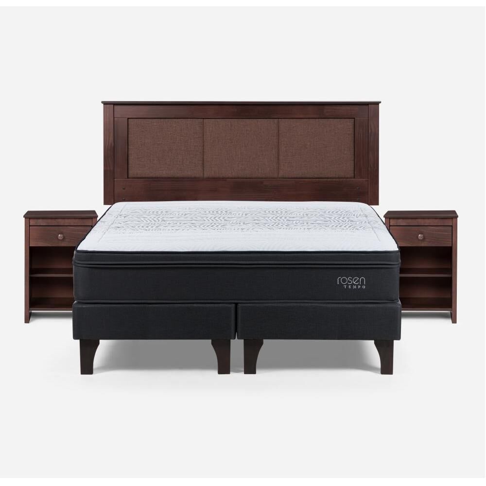 Cama Europea Rosen Tempo / 2 Plazas / Base Dividida + Set De Maderas Rachel image number 0.0