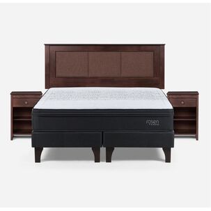 Cama Europea Rosen Tempo / 2 Plazas / Base Dividida + Set De Maderas Rachel