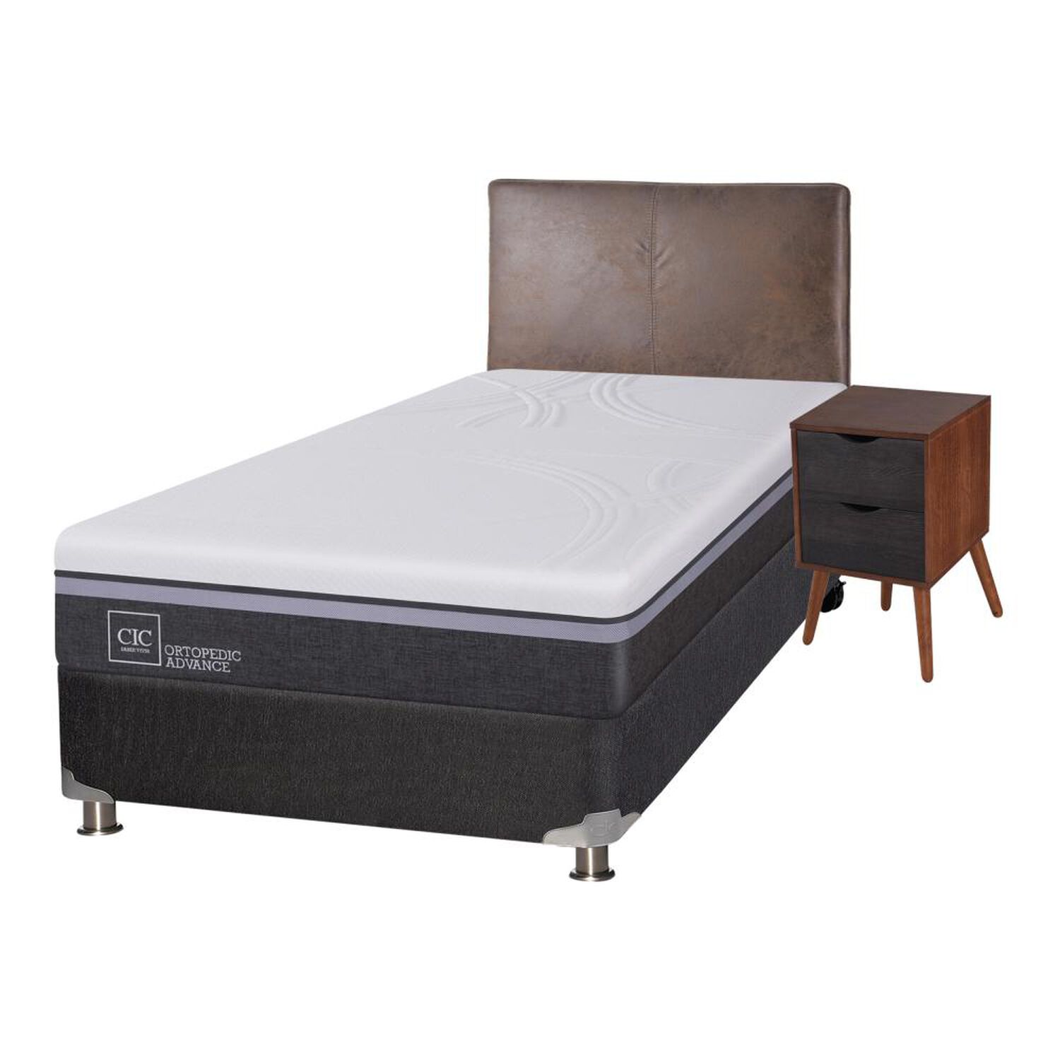 Box Spring Cic Ortopedic / 1.5 Plazas / Base Normal  + Set De Maderas image number 1.0