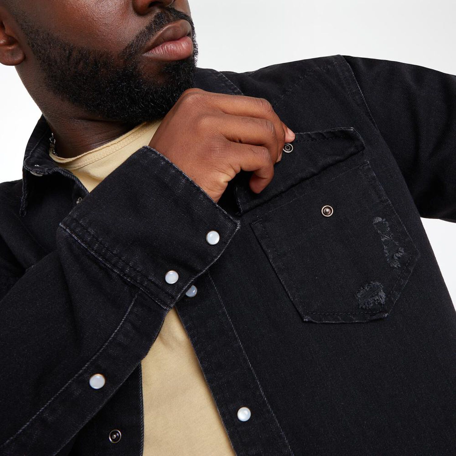 Camisa Denim Slim Manga Larga Hombre Rolly Go image number 4.0