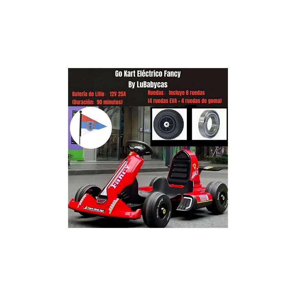 Go Kart Auto El&eacute;ctrico 12v25a Rojo Con Control Lubabycas image number 9.0