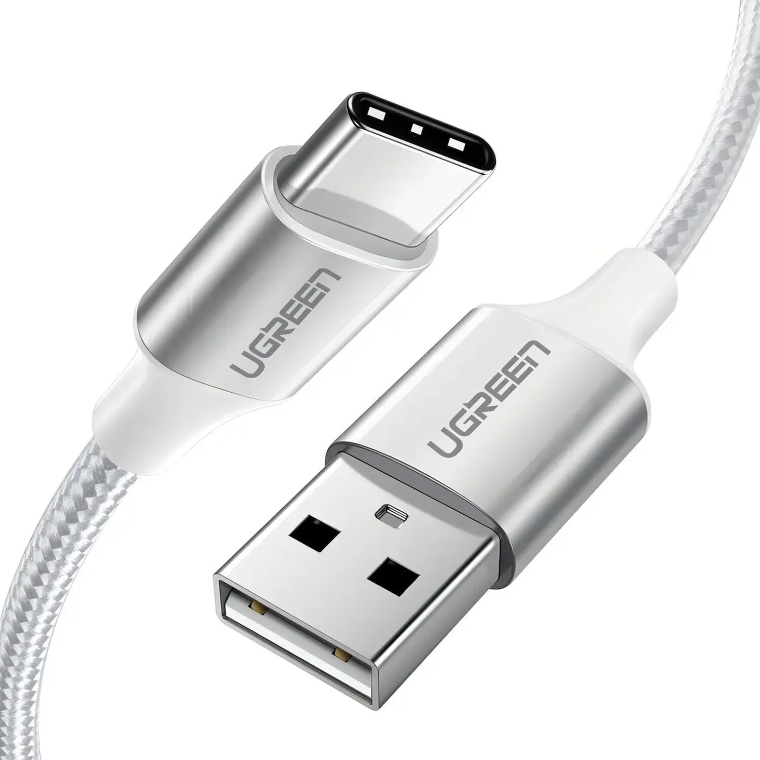 Cable Usb-a 2.0 A Usb-c Ugreen Niquelado Trenzado 1m Blanco image number 0.0