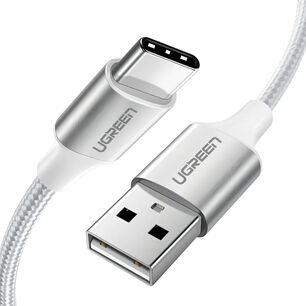 Cable Usb-a 2.0 A Usb-c Ugreen Niquelado Trenzado 1m Blanco