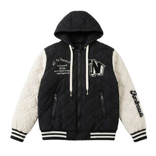 Chaqueta Varsity Bomber Acolchada Capucha Urbana Desmontable