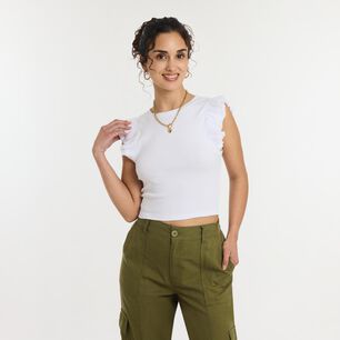 Polera Manga Corta Con Vuelos Cuello Redondo Mujer Freedom