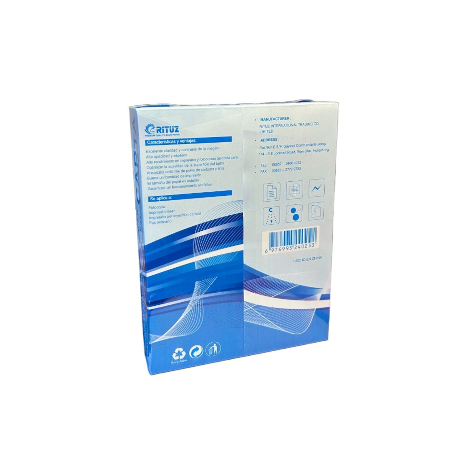 Resma Papel Carta Rituz Multiprop&oacute;sito 500 Hojas Blancas image number 2.0