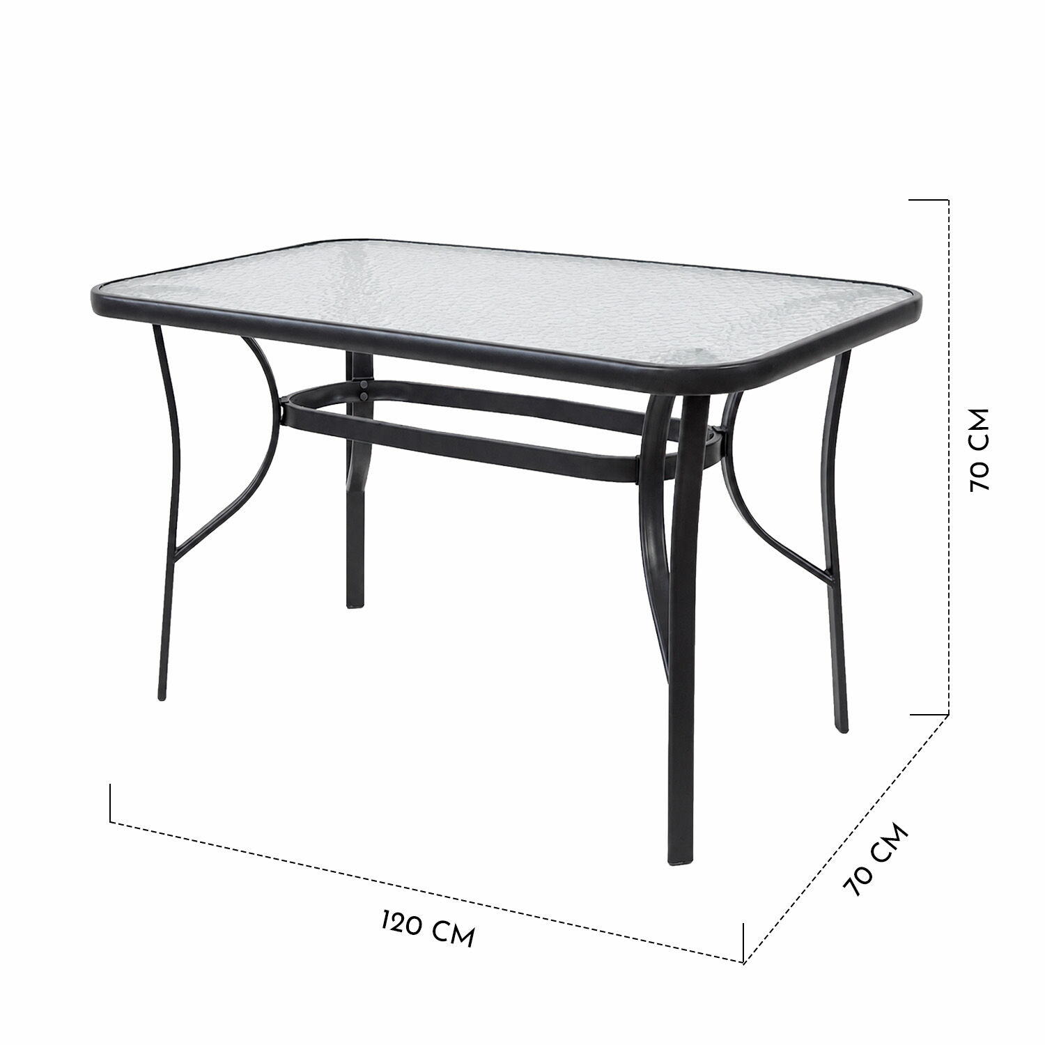 Mesa Terraza Vidrio Y Acero 70x70x120 Negra image number 2.0