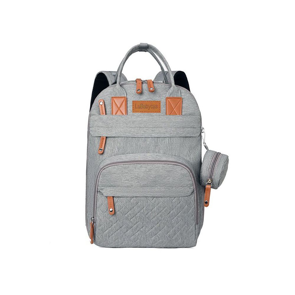 Mochila Maternal Con Monedero Y Colgador Lubabycas Gris image number 8.0