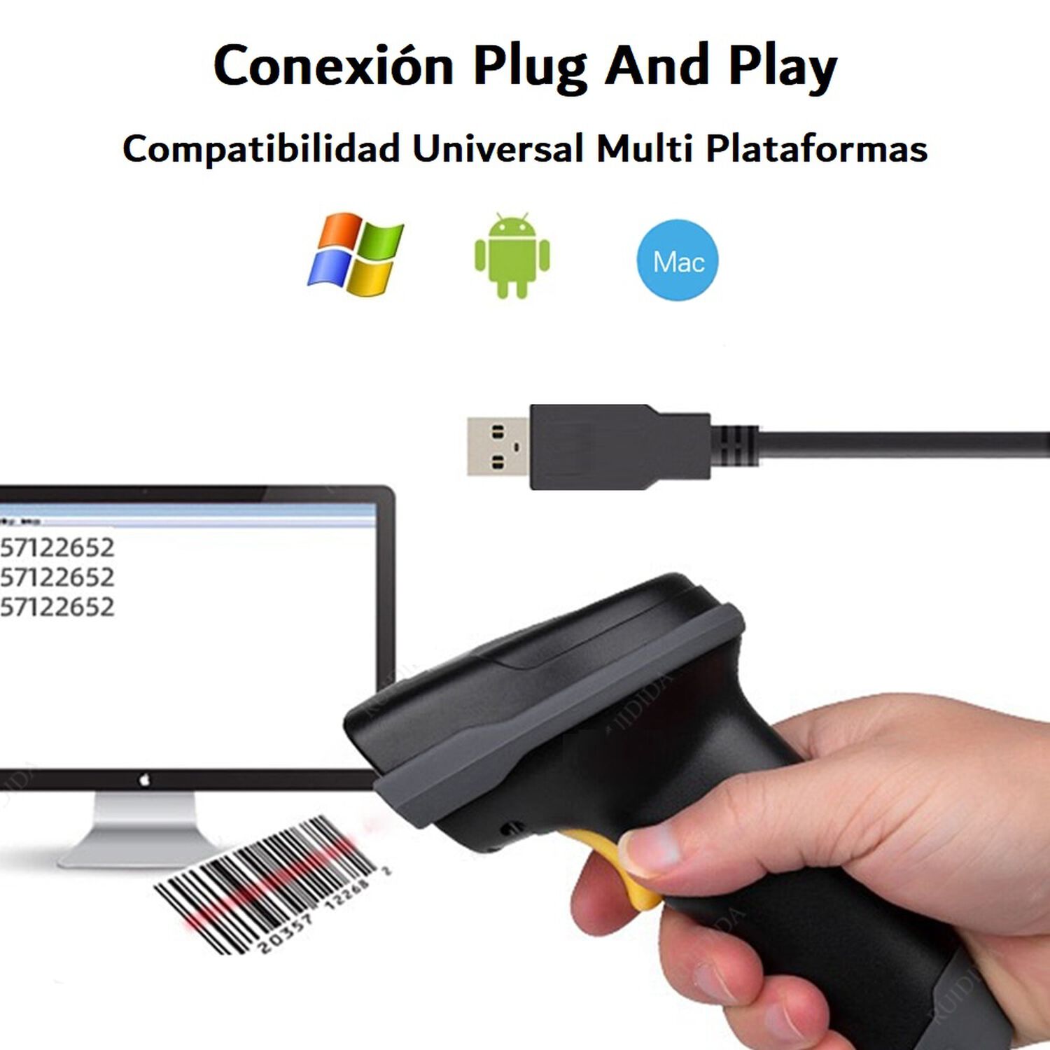 Lector C&oacute;digo Barras Inal&aacute;mbrico Bscbt8 2.4g Bluetooth Ccd image number 7.0