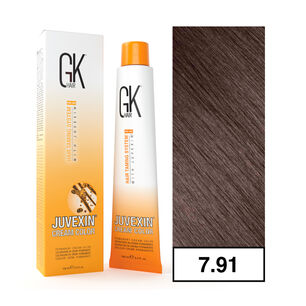 Gkhair - Tintura Cream Color Permanente Vegana 100ml + Oxidante - 7.91 Rubio Casta&ntilde;o Helado