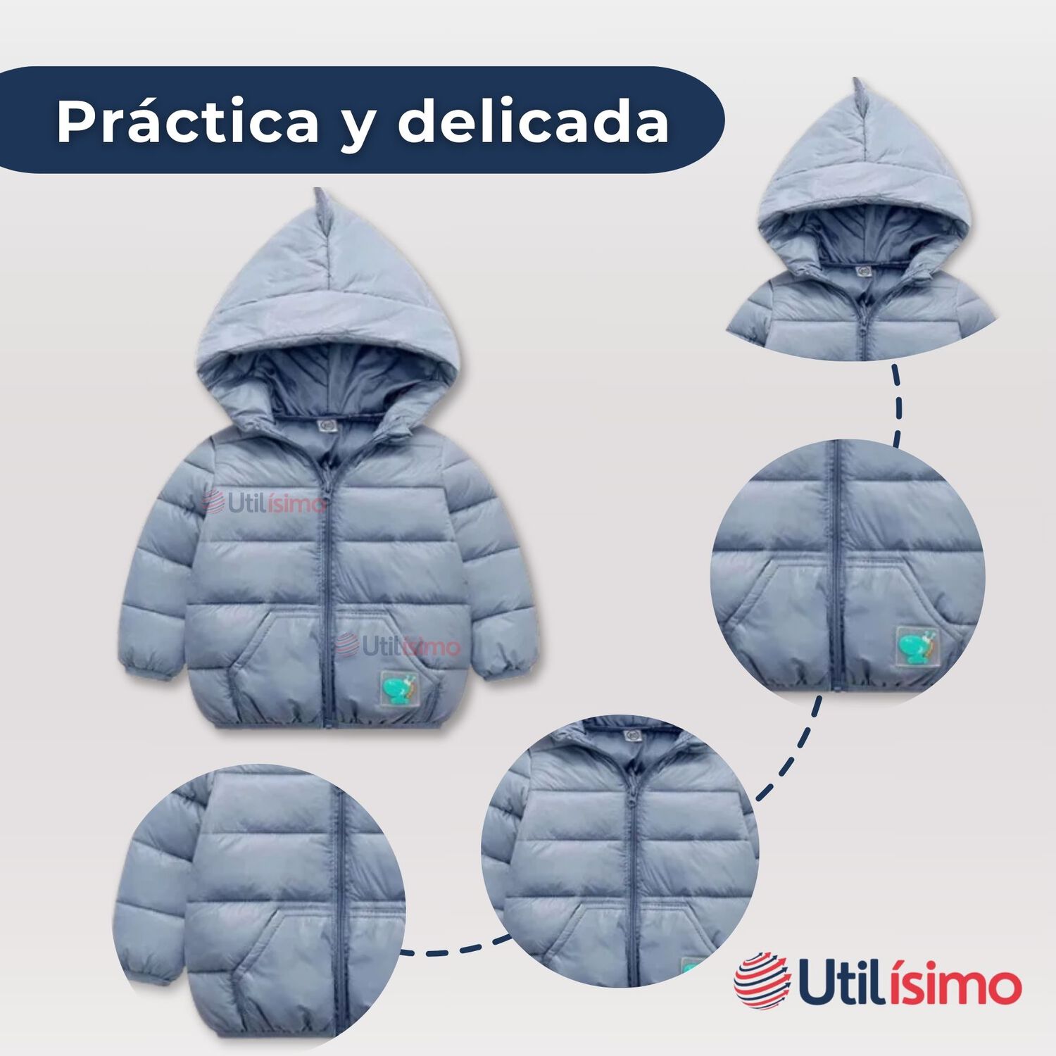 Parka Dinosaurio Con Capucha Manga Larga Ni&ntilde;o Jump Kids Azul Dinosaurio image number 4.0