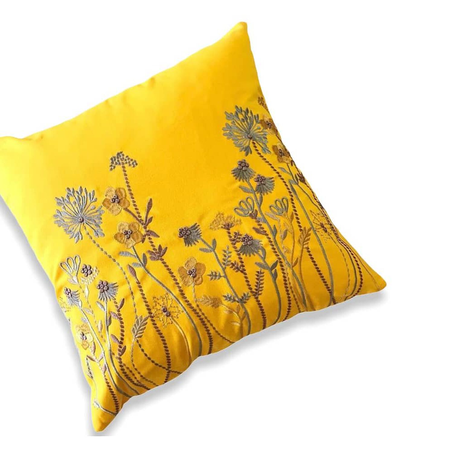 Set De 2 Cojines Flores Bordadas Punto - Amarillo image number 4.0