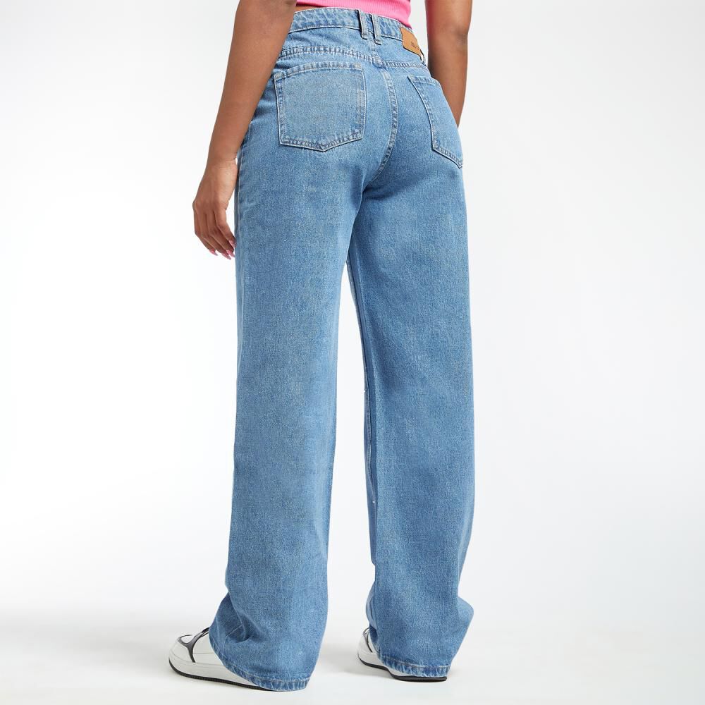 Jeans Moda Con Brillos Tiro Alto Wide Leg Mujer Rolly Go image number 3.0