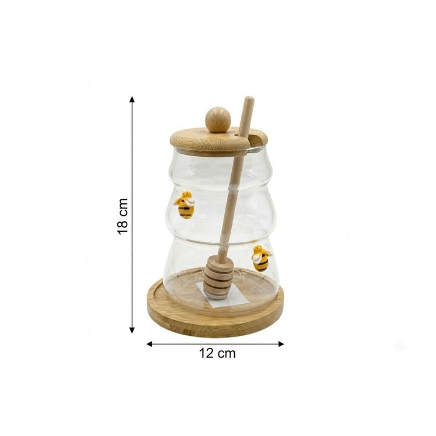 Frasco Miel Vidrio Forma Colmena Tapa Base Bamb&uacute; Dipper Abejas Decorativas image number 3.0