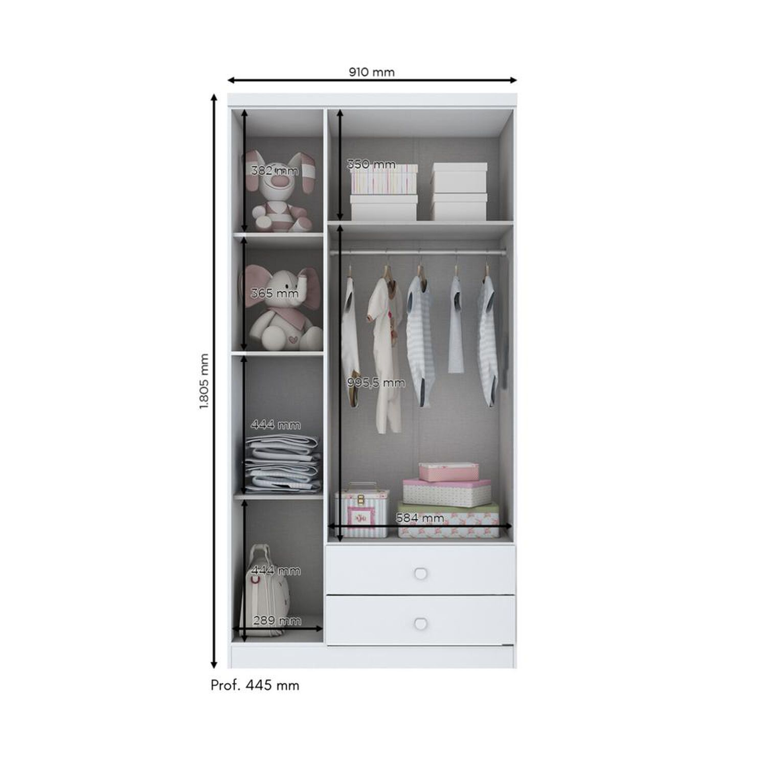 Closet Home Mobili Galicia  / 3 Puertas    / 2 Cajones image number 1.0