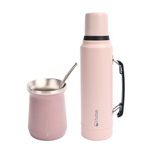 Termo Liquido Classic 1,3 Lts + Mate Bombilla Lhotse Pink