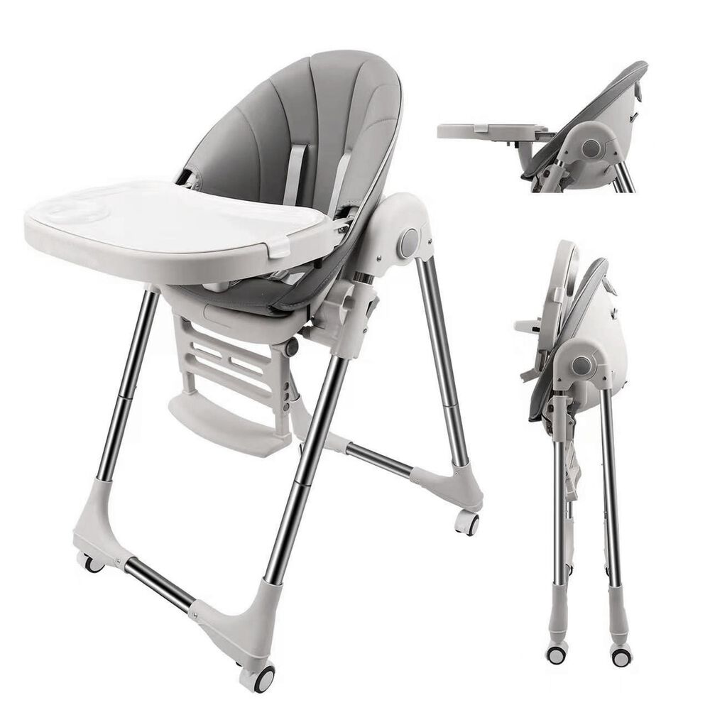 Silla De Comer Lubabycas Plegable Con Ruedas Gris image number 8.0
