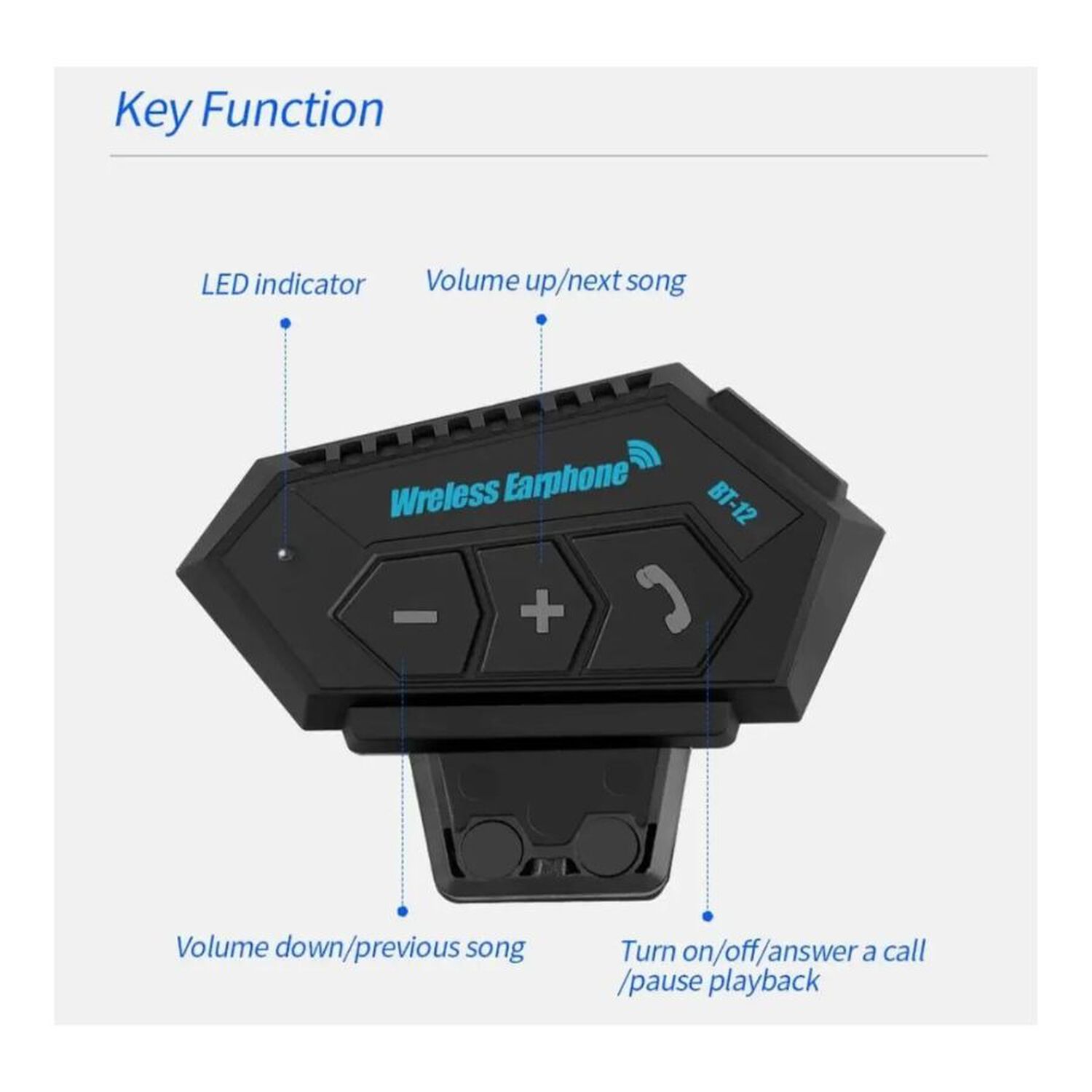 Audifonos Bluetooth Para Casco Moto Bt-12 Manos Libres image number 4.0