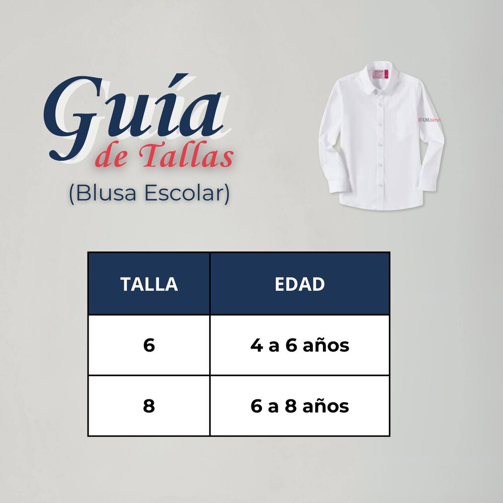 Pack 3 Blusas Escolar Camisa Blanca Manga Larga Colegio Para Ni&ntilde;as image number 2.0