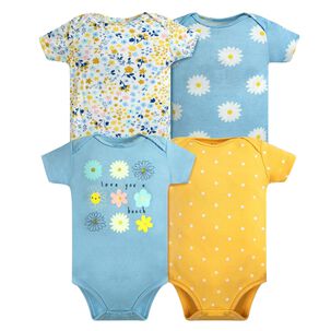 Pack 4 Bodys Ni&ntilde;a Manga Corta Tedmimak 100% Algod&oacute;n Girasoles Amarillo