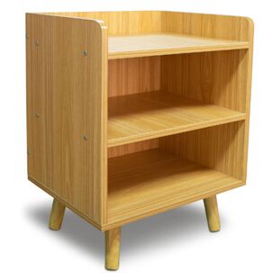 Velador Madera Natural 2 Pisos Minimalista Elegante