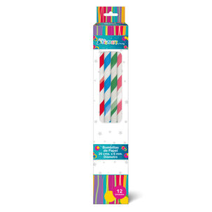 Bombilla Papel Lineas Color Surtido 12 Unidades